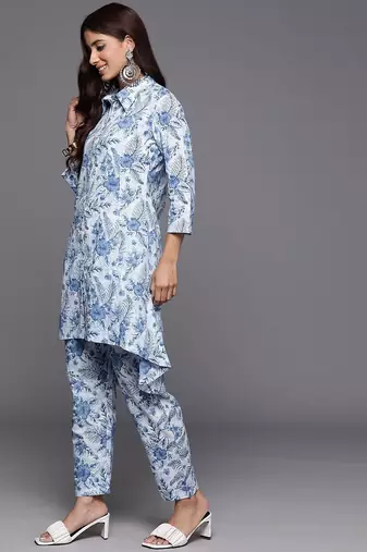 Women Floral Printed A-Line Kurta with Trousers
