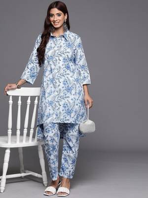 Women Floral Printed A-Line Kurta with Trousers 5
