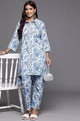 Women Floral Printed A-Line Kurta with Trousers