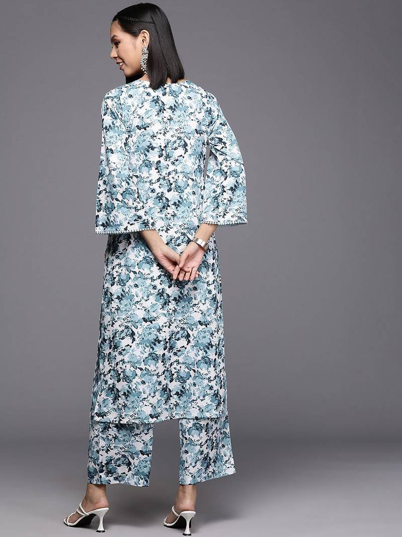 Women Floral Printed Regular Kurta with Trousers