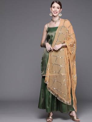 Geometric Woven Design Regular Kurta With Sharara & Dupatta 1