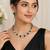 Black pearl & cubic zirconia necklace & earrings set floral cz design, pear drop pendant, matching earrings.