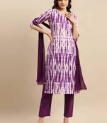 Shibori Dyed Regular Sequinned Pure Cotton Kurta With Trousers & Dupatta