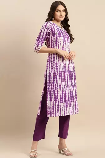 Shibori Dyed Regular Sequinned Pure Cotton Kurta With Trousers & Dupatta