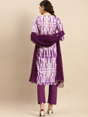 Shibori Dyed Regular Sequinned Pure Cotton Kurta With Trousers & Dupatta 5