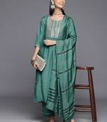 Ethnic Motifs Yoke Design Zari Sequined Kurta with Trousers & Dupatta