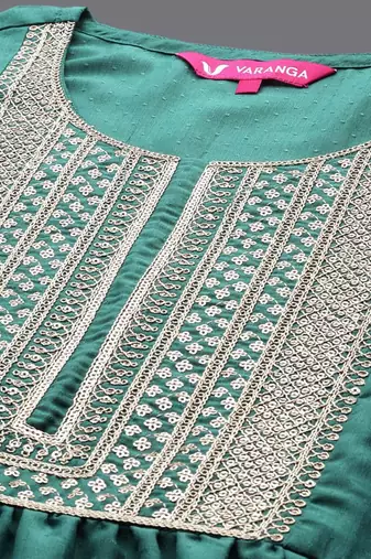 Ethnic Motifs Yoke Design Zari Sequined Kurta with Trousers & Dupatta
