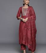 Ethnic Motifs Yoke Design Zari Sequined Kurta with Trousers & Dupatta