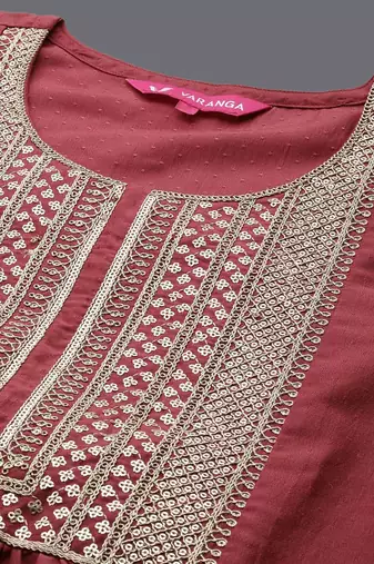 Ethnic Motifs Yoke Design Zari Sequined Kurta with Trousers & Dupatta