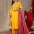 Ethnic Motif Yoke Design Gotta Patti Cotton Kurta With Trousers & Dupatta