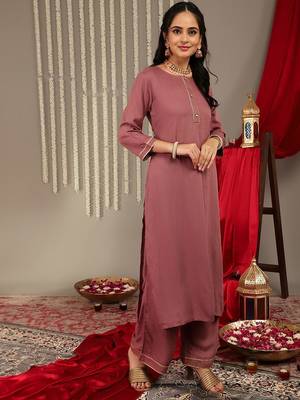 Gotta Patti Detail Straight Kurta & Trousers With Dupatta 4