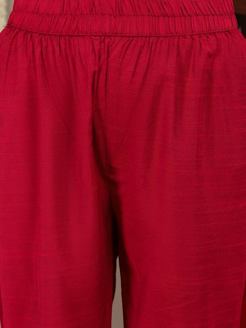 Thread Work Detail Straight Kurta & Trousers With Dupatta