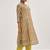 Lime Green Ethnic Motifs Printed Mirror Work A-Line Kurta & Trousers With Dupatta