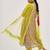 Lime Green Ethnic Motifs Printed Mirror Work A-Line Kurta & Trousers With Dupatta