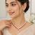 Pearl & ruby stone necklace & earrings jewellery set gold-tone setting, drop pendant, bridal wear, includes earrings