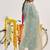 Sea Green Floral Embroidered Thread Work Straight Kurta With Trousers & Dupatta
