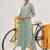 Sea Green Floral Embroidered Thread Work Straight Kurta With Trousers & Dupatta