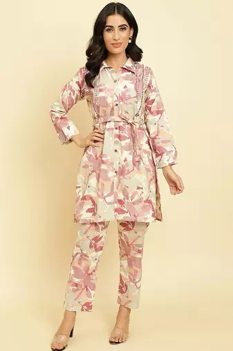 Floral Printed Kurti With Trousers
