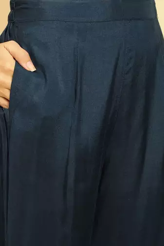 Floral Embroidered Beads & Stones Kurta With Trousers & Dupatta