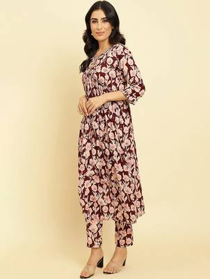 Floral Printed Pure Cotton Kurta With Trousers & Dupatta 5