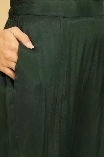 Floral Embroidered Beads & Stones Kurta With Trousers & Dupatta