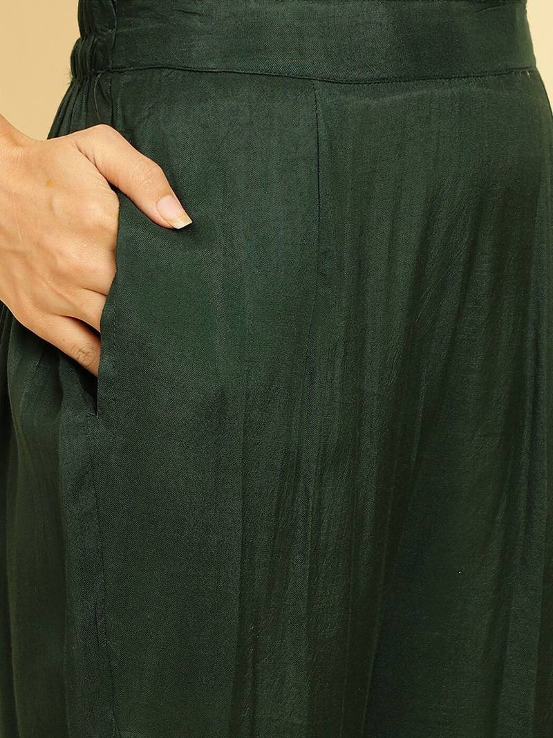 Floral Embroidered Beads & Stones Kurta With Trousers & Dupatta