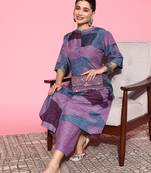 Abstract Printed Mandarin Collar Kurta with Palazzos