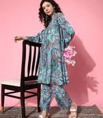 Women Abstract Printed Regular A-Line Kurta with Trousers