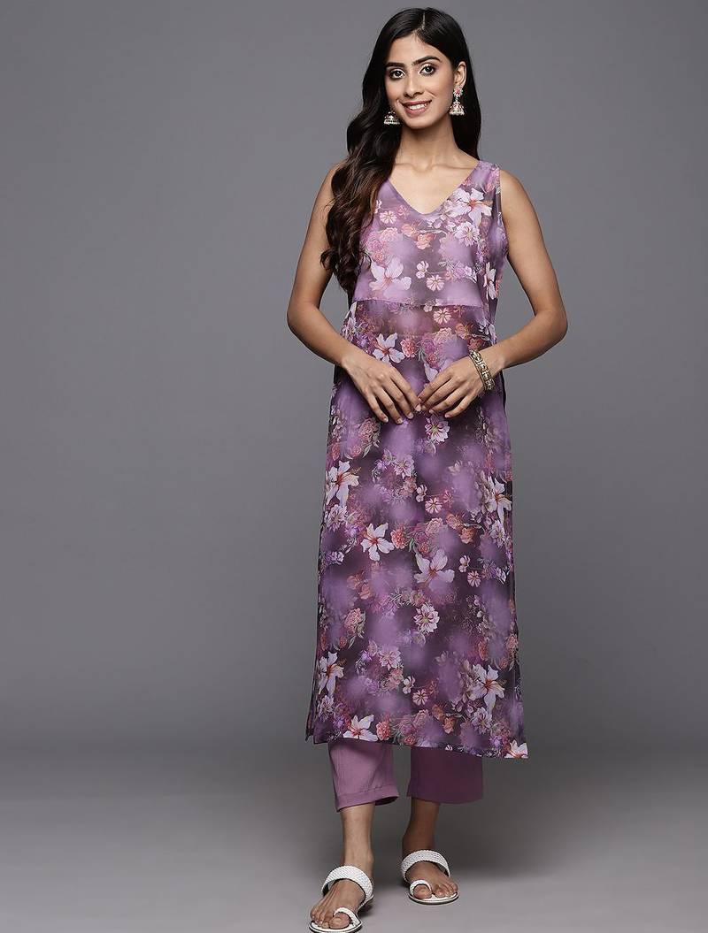 Floral Printed Regular Kurta with Trousers