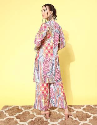 Women Printed Angrakha Kurta with Palazzos 5
