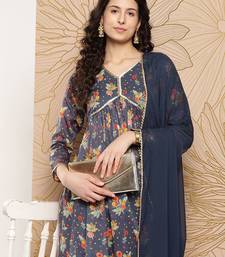 Women Floral Printed Sequinned Pure Cotton Kurta with Trousers & With Dupatta