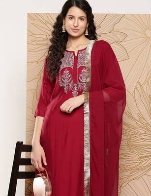 Women Ethnic Motifs Embroidered Sequinned Kurta with Trousers & With Dupatta 2