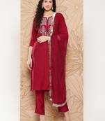 Women Ethnic Motifs Embroidered Sequinned Kurta with Trousers & With Dupatta