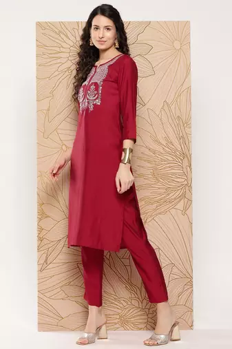 Women Ethnic Motifs Embroidered Sequinned Kurta with Trousers & With Dupatta
