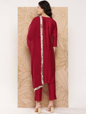 Women Ethnic Motifs Embroidered Sequinned Kurta with Trousers & With Dupatta 4