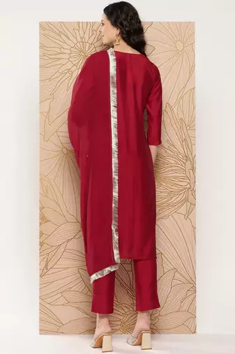 Women Ethnic Motifs Embroidered Sequinned Kurta with Trousers & With Dupatta