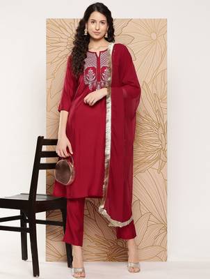 Women Ethnic Motifs Embroidered Sequinned Kurta with Trousers & With Dupatta 5