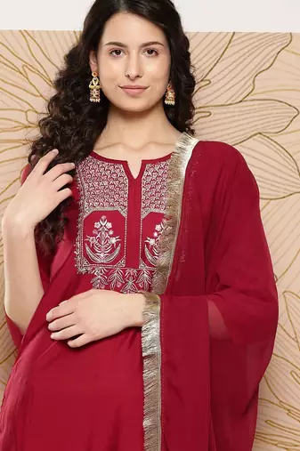 Women Ethnic Motifs Embroidered Sequinned Kurta with Trousers & With Dupatta