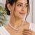 Pearl & pink stone necklace & earrings jewellery set drop pearl pendant, cz accents, bridal wear, matching earrings