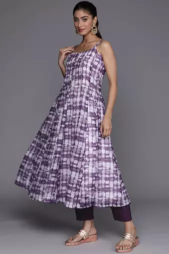 Printed Chanderi Silk Kurta with Trousers & Dupatta