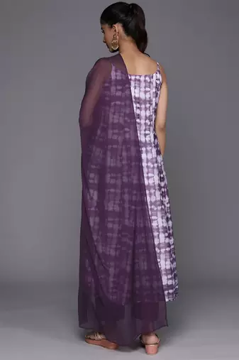 Printed Chanderi Silk Kurta with Trousers & Dupatta