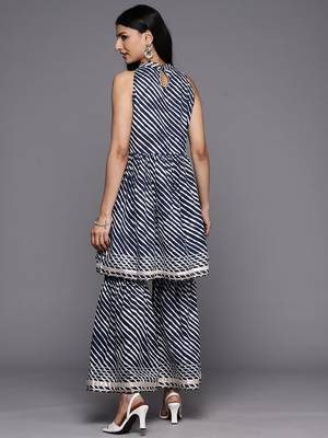Leheriya Dyed Gotta Patti Kurti With Sharara 5