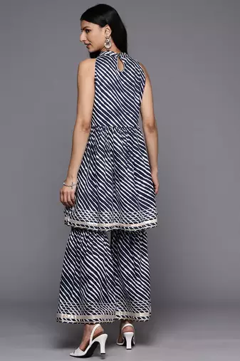 Leheriya Dyed Gotta Patti Kurti With Sharara