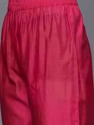 Striped Thread Work Chanderi Silk Kaftan Kurta with Trousers 3
