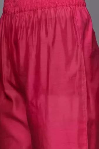 Striped Thread Work Chanderi Silk Kaftan Kurta with Trousers