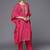 Striped Thread Work Chanderi Silk Kaftan Kurta with Trousers
