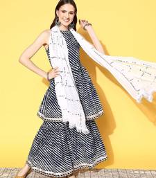 Women Leheriya Printed Mirror Work Kurta with Sharara & With Dupatta