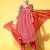 Women Red Leheriya Embroidered Empire Kurta with Trousers & With Dupatta