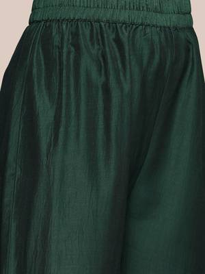 Women Green Yoke Design Mirror Work Kurta with Trousers & Dupatta 3