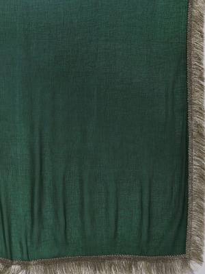 Women Green Yoke Design Mirror Work Kurta with Trousers & Dupatta 4